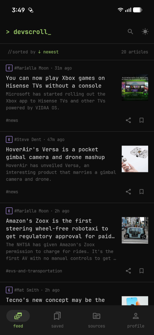 devscroll feed screenshot